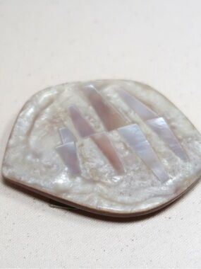 Vintage Abalone Shell Belt Buckle Geometric Inlay